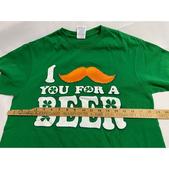 I Mustache You For A Beer T-Shirt Green M Funny Irish Shamrock St Patrick’s Day - Picture 3 of 7